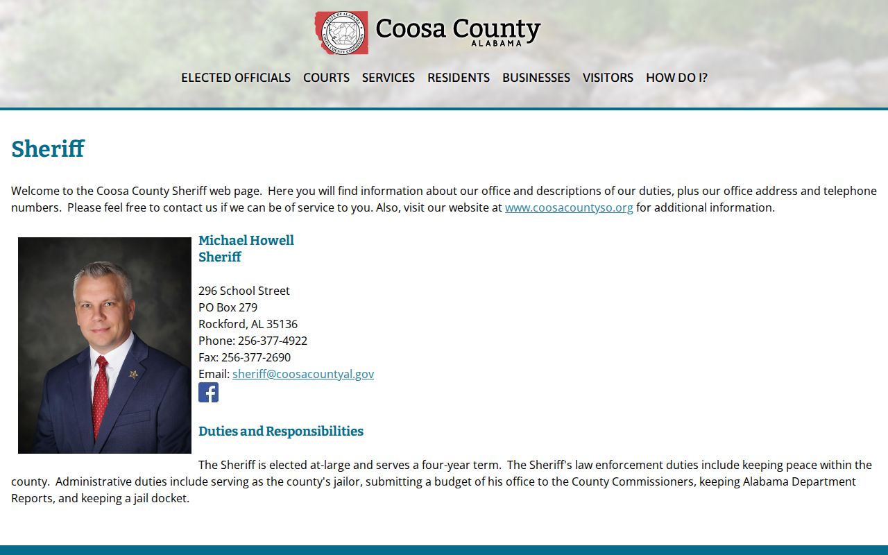 Coosa County government Sheriff page for recent arrests