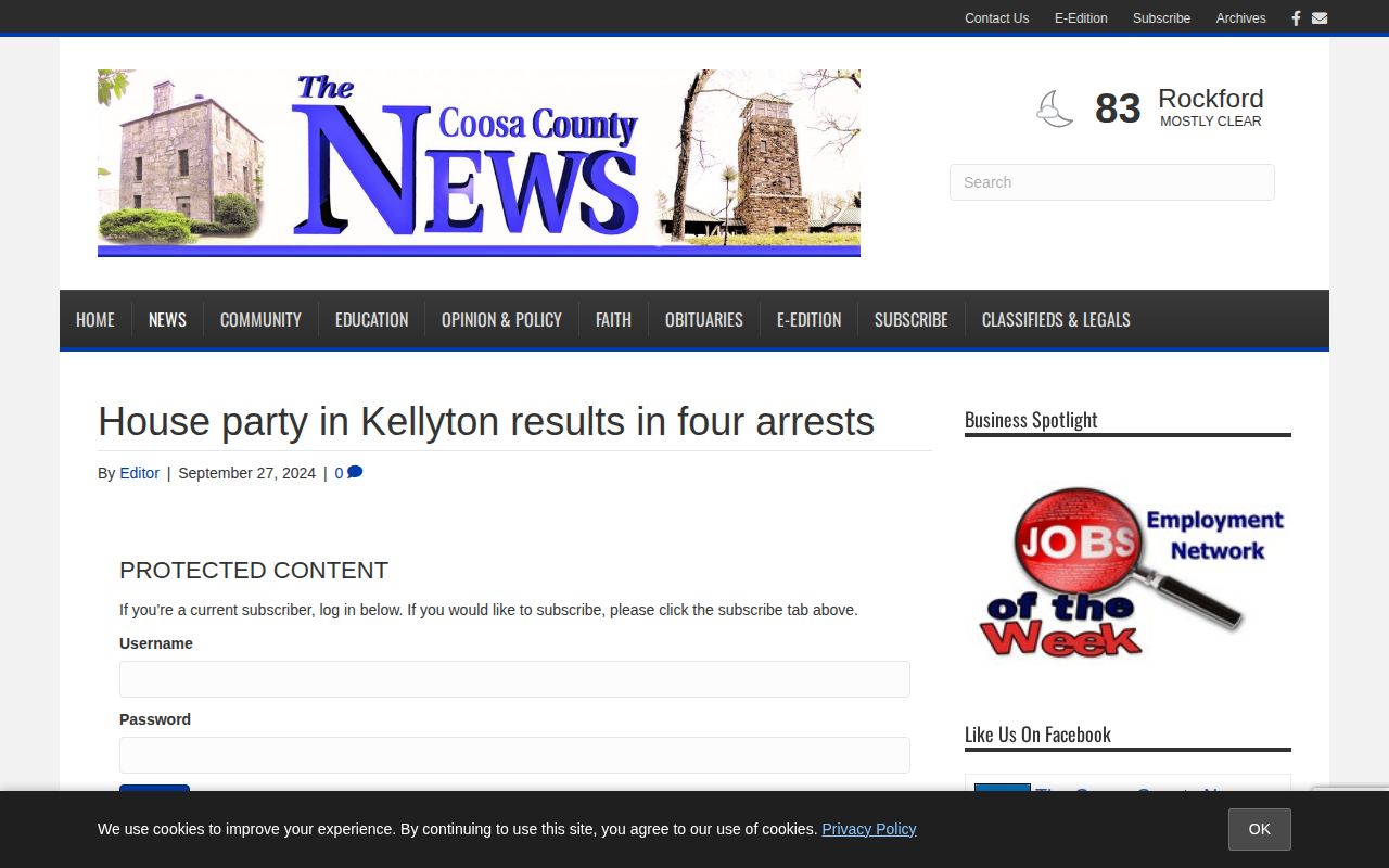 Coosa County News story on a Kellyton house party that resulted in four arrests